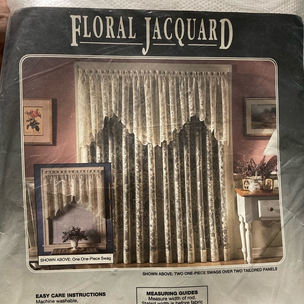 NEW Vintage 1992 Lichtenberg Floral Jacquard Curtain Panels 58x84” - 2 Panels